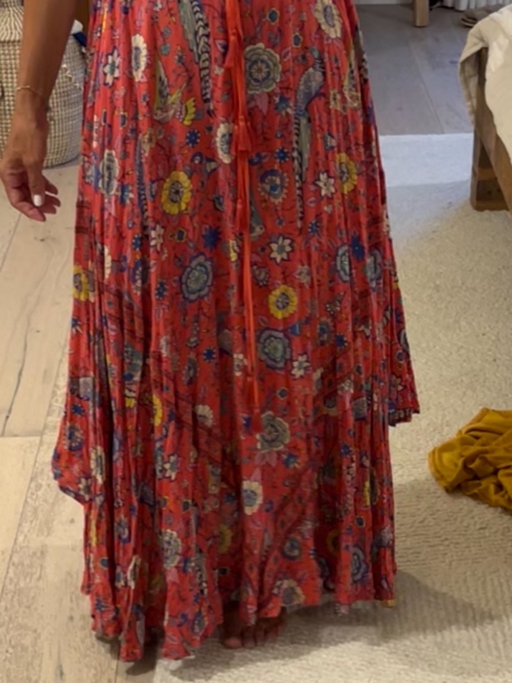 Spell Pink Floral Maxi Skirt with Tassel Waist - Picture 2 of 5